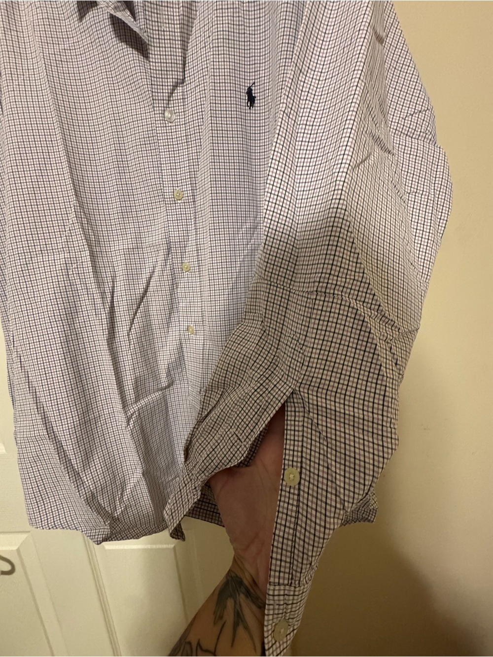 Ralph Lauren Men’s Button-Down Dress Shirt - Light Blue & White Check - Picture 3 of 4